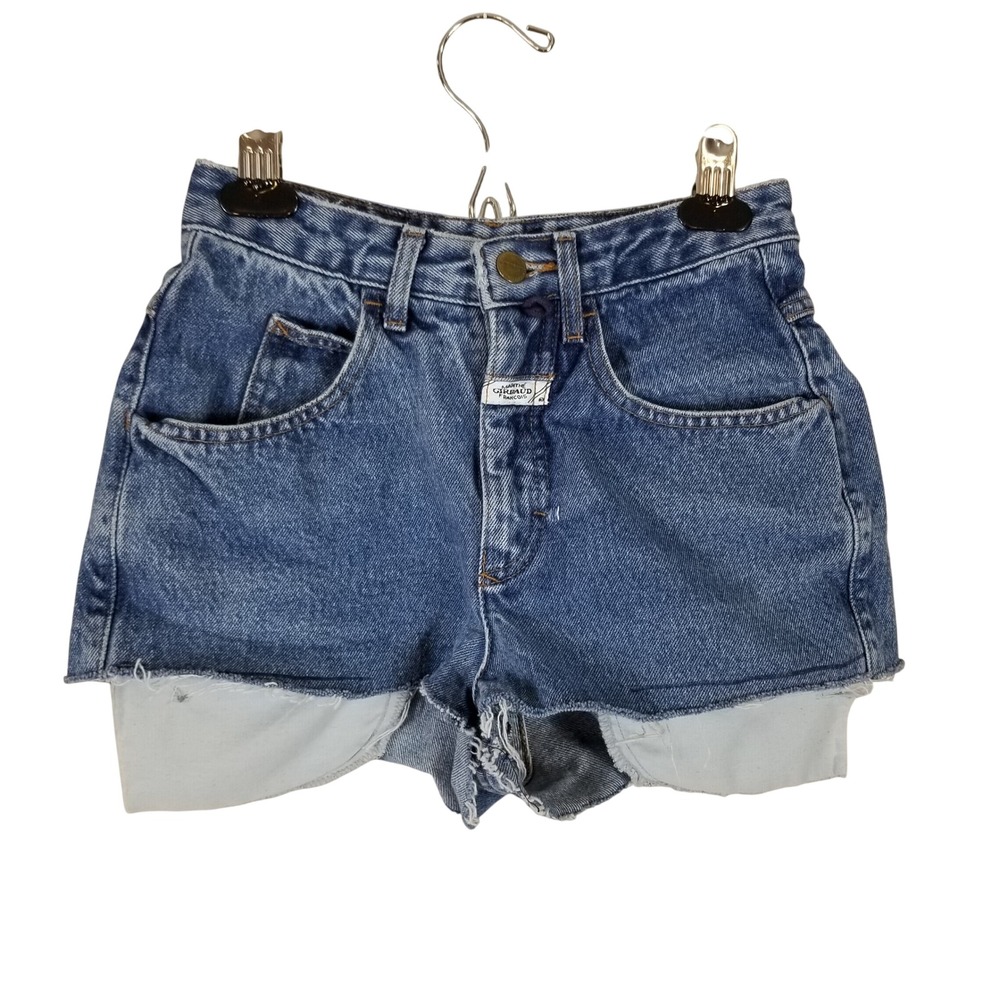 Marithe Francois Girbaud Vintage Denim Cut Off Shorts Stonewash Blue Womens 3/4